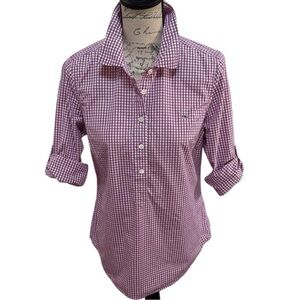 🐳 Vineyard Vines Purple Gingham Popover Blouse